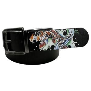 Ed Hardy Men's Skull and Koi Fish Print Reversible Belt
